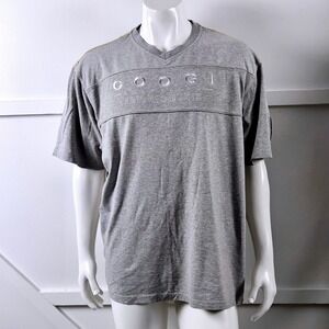 Coogi Australia VTG Mens Grey V-Neck T-Shirt Embroidered Logo Patch Size XL